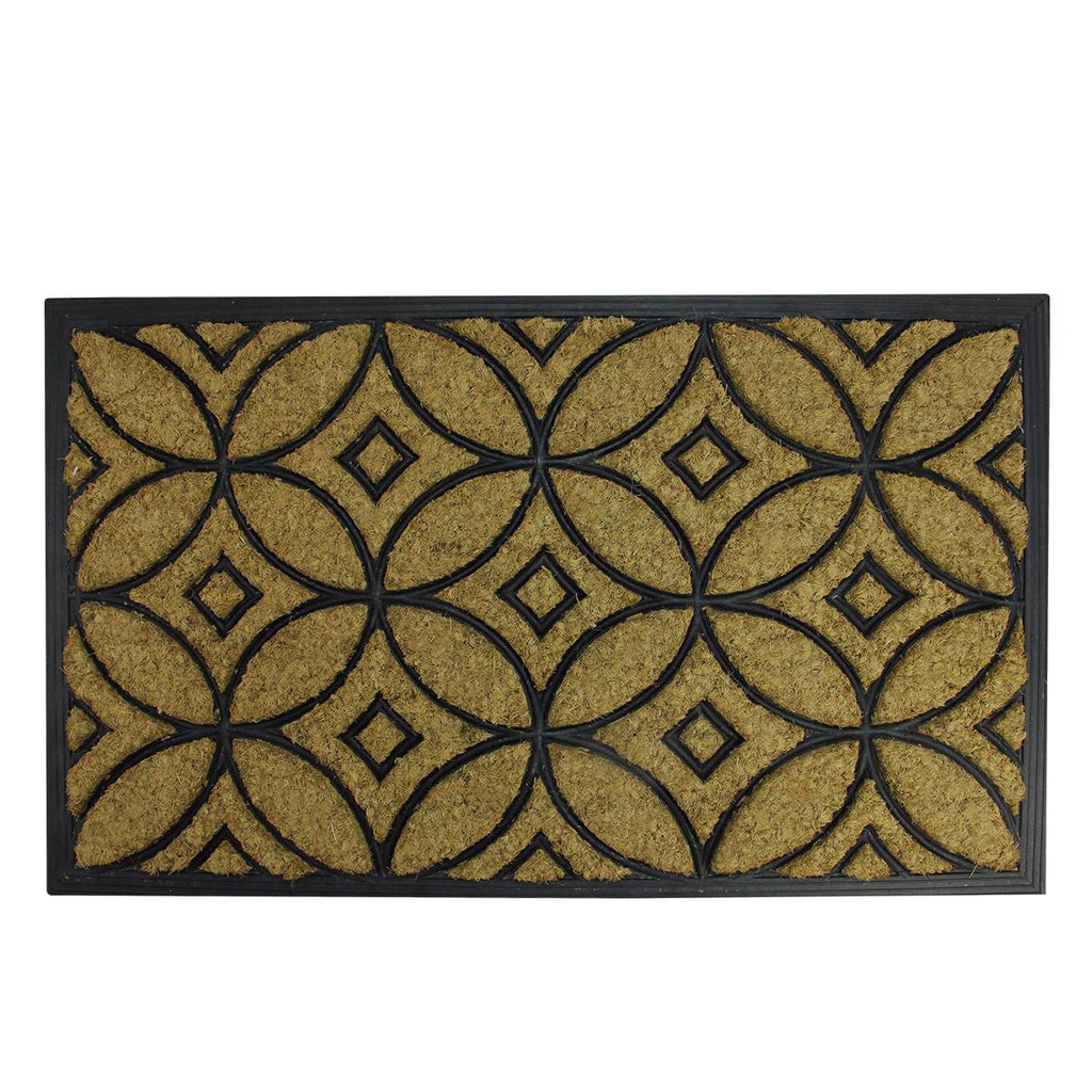 Decorative Black Rubber and Coir Outdoor Rectangular Door Mat 30" x 18"