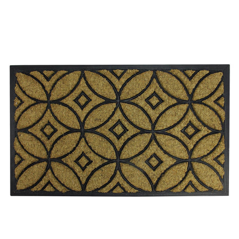 Decorative Black Rubber and Coir Outdoor Rectangular Door Mat 30" x 18"