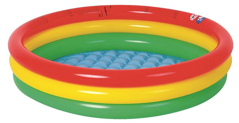 59" Red, Yellow, and Green Ringed Round Inflatable Baby Swimming Pool