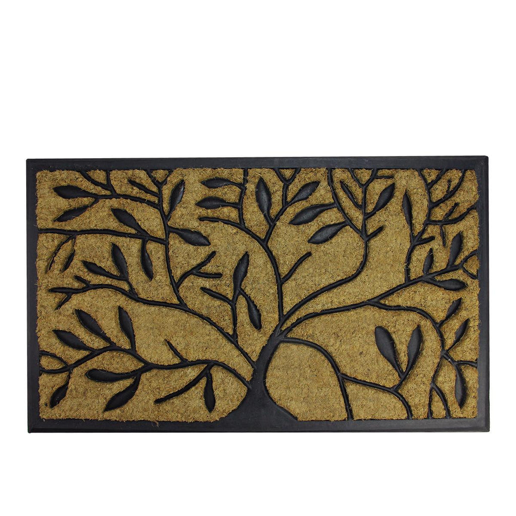 Decorative Black Rubber and Coir Outdoor Rectangular Door Mat 29.5" x 17.75"