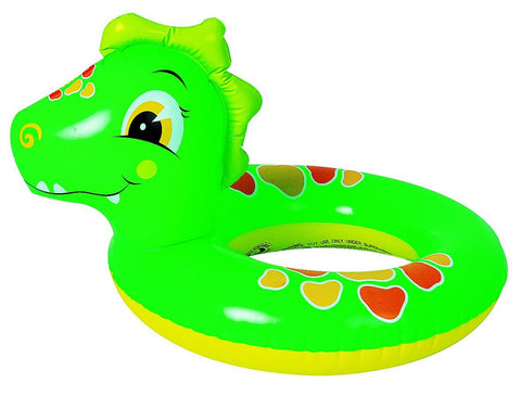 24" Green and Orange Dinosaur Children's Inflatable Swimming Pool Inner Tube Ring