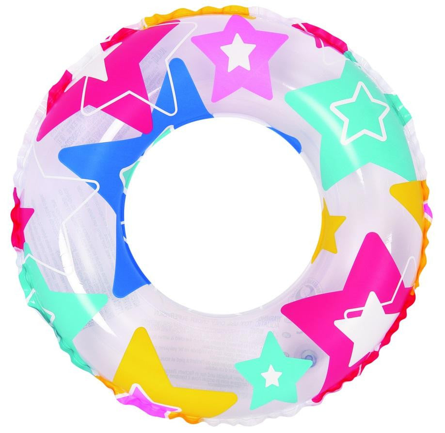 24" Colorful Star Print Inflatable Swimming Pool Inner Tube Ring Float