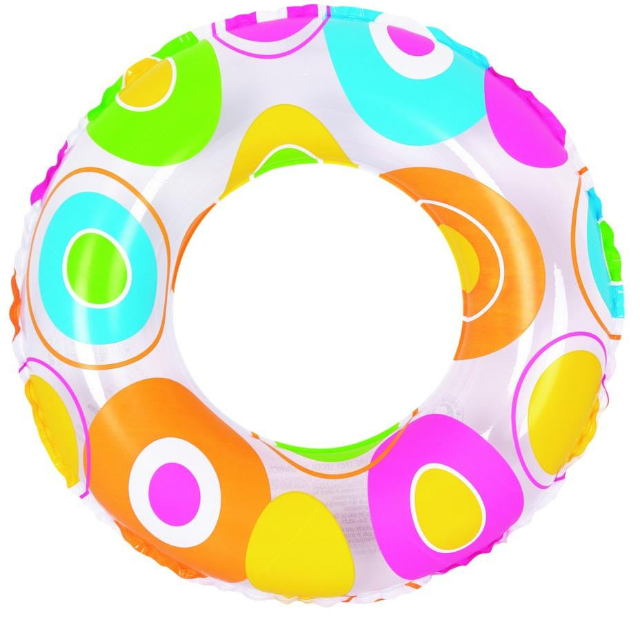 24" Colorful Circle Print Inflatable Swimming Pool Inner Tube Ring Float