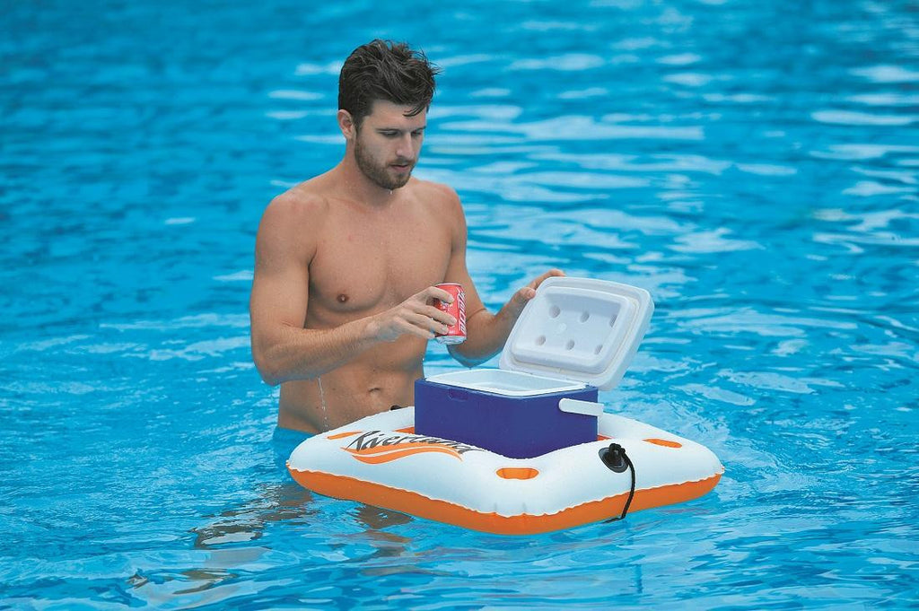 29" Orange and White "Riverland" Inflatable Cooler and Beverage Holder