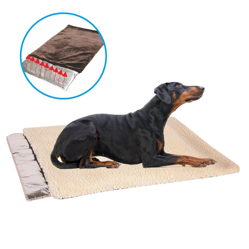 Self Warming French Vanilla Waterproof Soft Faux Wool Pet Sleeper Cushion - Medium