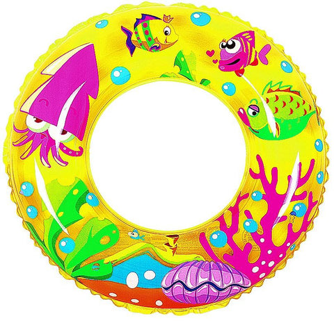 24" Yellow Sea Fish Children's Inflatable Swimming Pool Inner Tube Ring Float