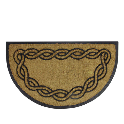 Decorative Black Rubber and Coir Outdoor Half Round Door Mat 29.5" x 17.5"