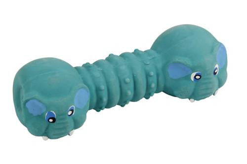 Teal Elephant and Bone Shaped Squeaky Latex Puppy Dog Chew Toy