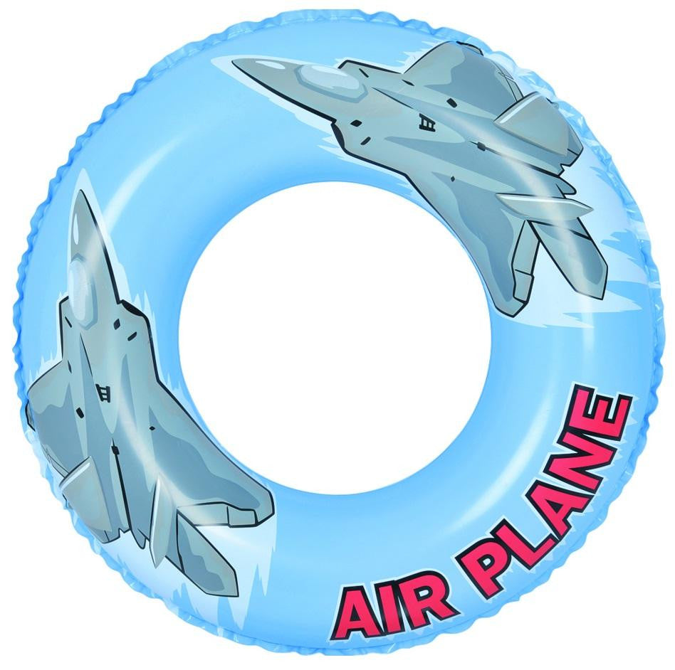 30" Blue and Gray Airplane Inflatable Swimming Pool Inner Tube Ring Float