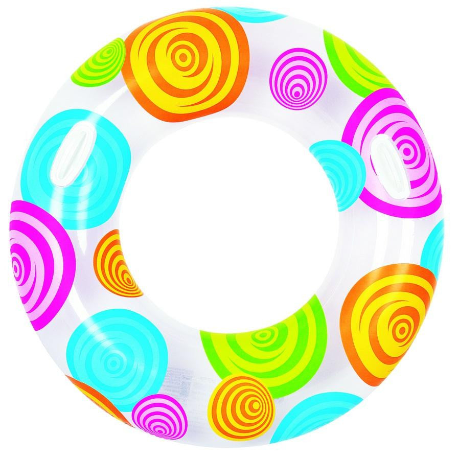 35" Circles and Swirls Fashion Inflatable Swimming Pool Inner Tube Ring Float with Handles