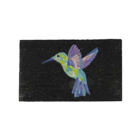 Black and Multi-Color Bird Outdoor Coir Rectangular Door Mat 29.5" x 18"