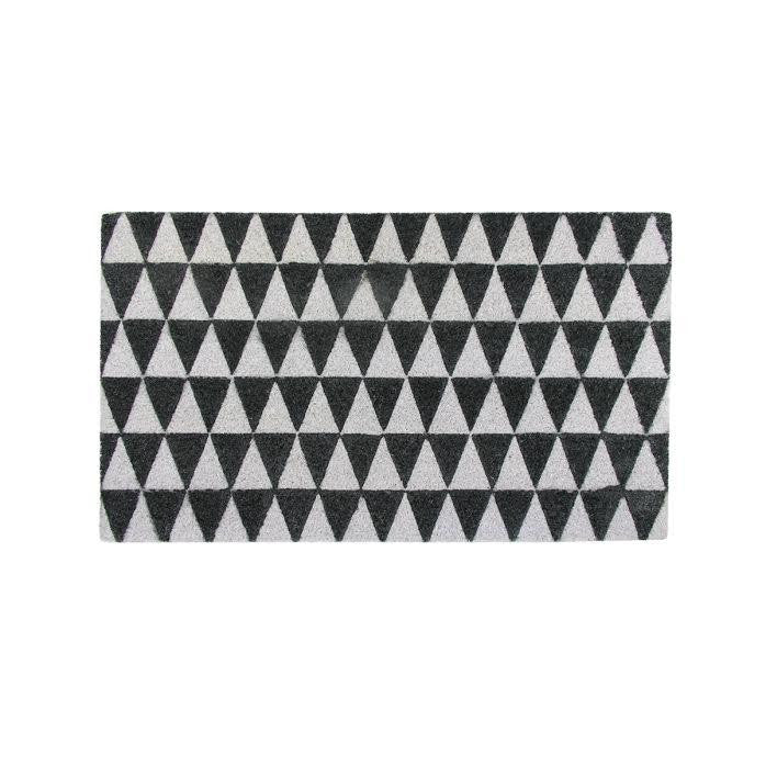 Decorative Black and Pale Pink Triangle Print Coir Outdoor Rectangular Door Mat 29.5" x 17.75"