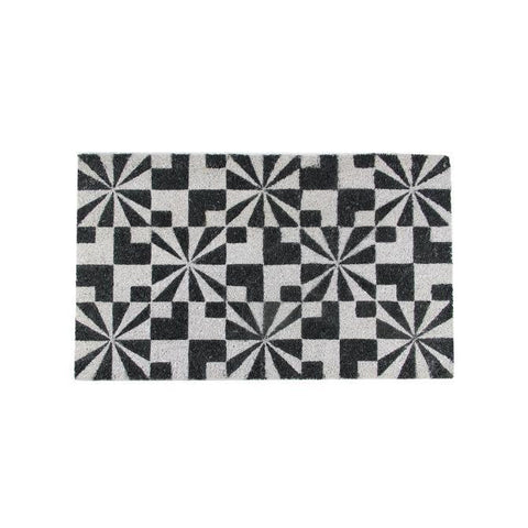 Decorative Black and Pale Pink Abstract Coir Outdoor Rectangular Door Mat 29.5" x 17.75"