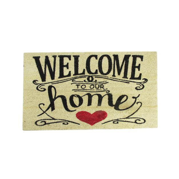 Welcome to Our Home Decorative Coir Outdoor Rectangular Door Mat 30" x 18"