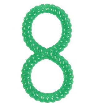 Harlequin Green TPR Rubber Spiraled Ring Non-Toxic Puppy Dog Chew Toy