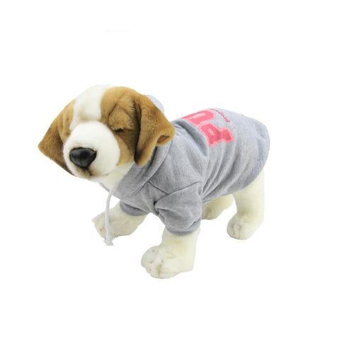 Heather Gray and Pink Cotton "Property of Pup" Dog Hooded Sweatshirt-Extra Large