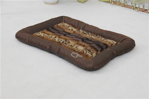 Luxurious Brown Leopard Faux Fur Waterproof Oxford Pet Sleeper Bed - Small