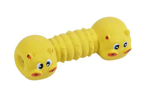 Yellow Hippopotamus and Bone Shaped Squeaky Latex Puppy Dog Chew Toy