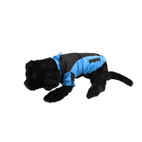 Black and Blue Fleece Lined Water and Wind Resistant Reversible Dog Jacket - Large