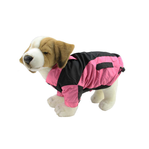 Pink and Black Fleece Lined Water and Wind Resistant Reversible Dog Jacket - Medium