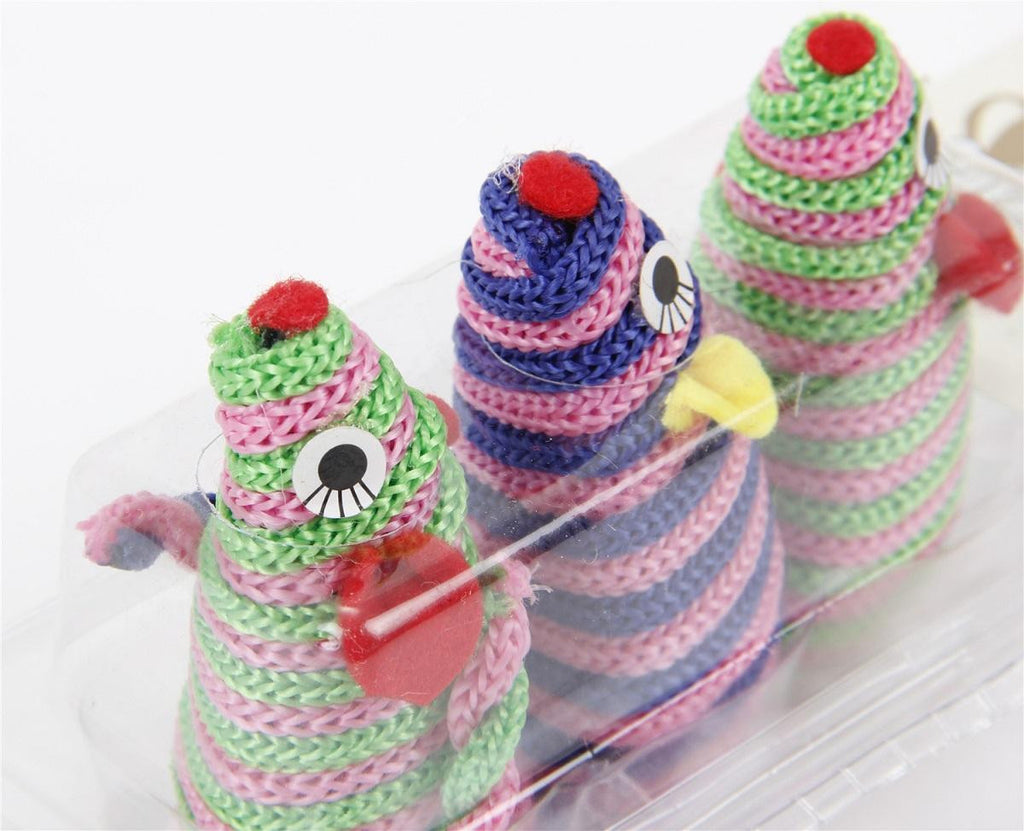 3-Piece Set of Pink, Green and Blue Mouse Shaped Swatting Toys for Cats