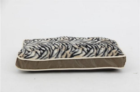 Luxurious Zebra Faux Fur Plush Waterproof Oxford Pet Pillow Sleeper Bed - Medium