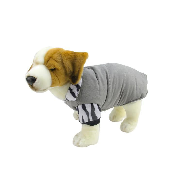 Slate Gray and Zebra Print Reversible Fashion Fleece Dog Jacket - Small