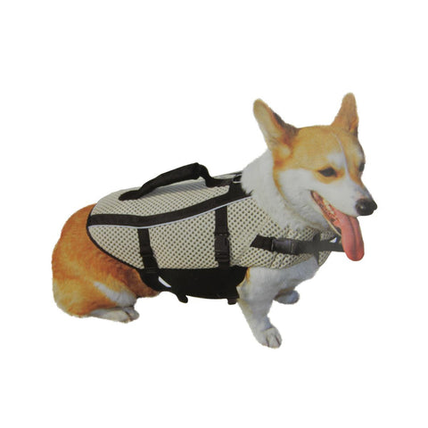 Tan Brown High-Performance Durable Mesh Flotation Lift Vest Dog Life Jacket - Large