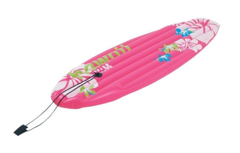 59" Pink Tropical Surfboard-Inspired Inflatable Swimming Pool Float