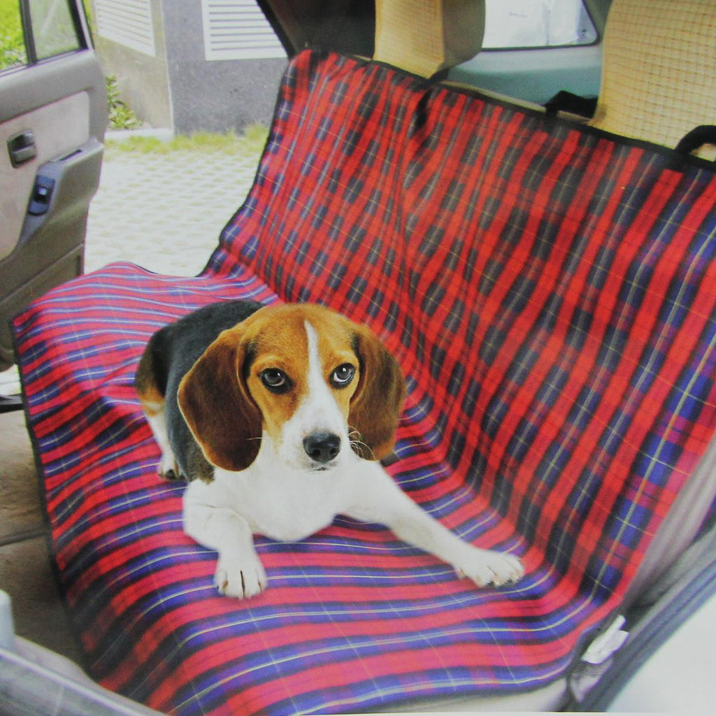 55" Red Plaid Rugged Canvas Water Resistant Pet Car Seat Protective Cover