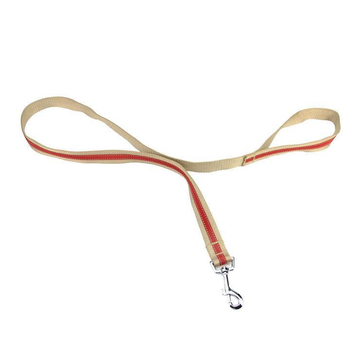 49.5" Khaki Brown and Red Striped Heavy Duty Nylon Dog Leash - Large