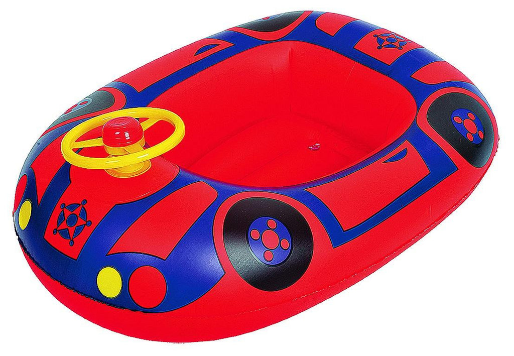 27" Red and Blue Children's Car Swimming Pool Inflatable Baby Boat Float