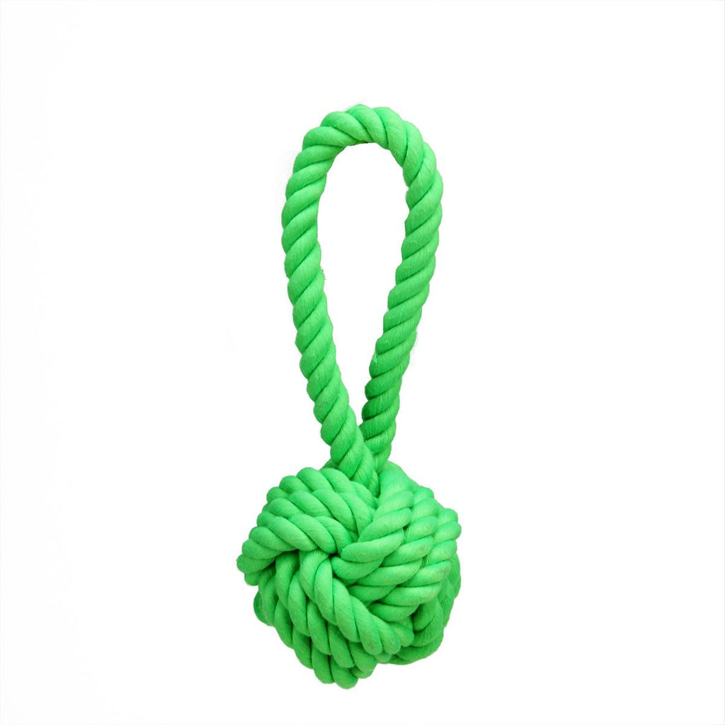 8" Neon Green Non-Toxic Heavy Knotted Dog Rope Tug Toy