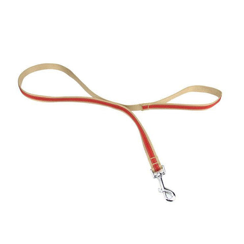 49.5" Khaki Brown and Red Striped Heavy Duty Nylon Dog Leash - Medium