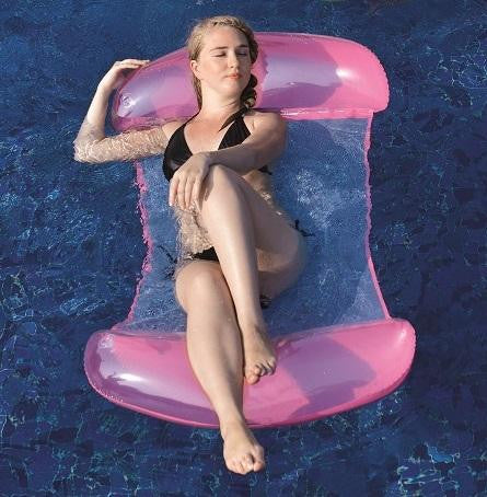 61" Pink and White 2 in 1 Mesh Inflatable Swimming Pool Lounger Float