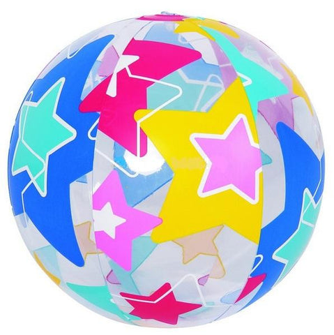 20" Colorful 6-Panel Star Print Inflatable Beach Ball Swimming Pool Toy