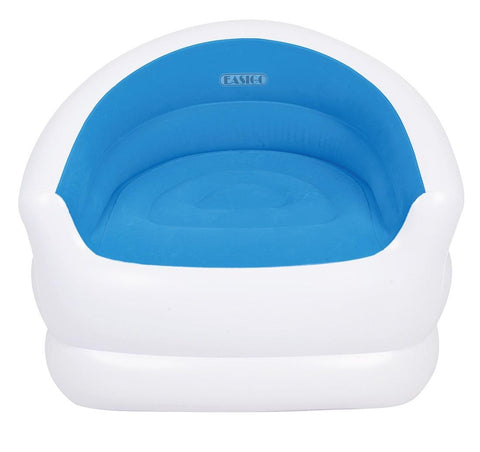 37" White and Blue Color-Splash Indoor-Outdoor Inflatable Lounge Chair