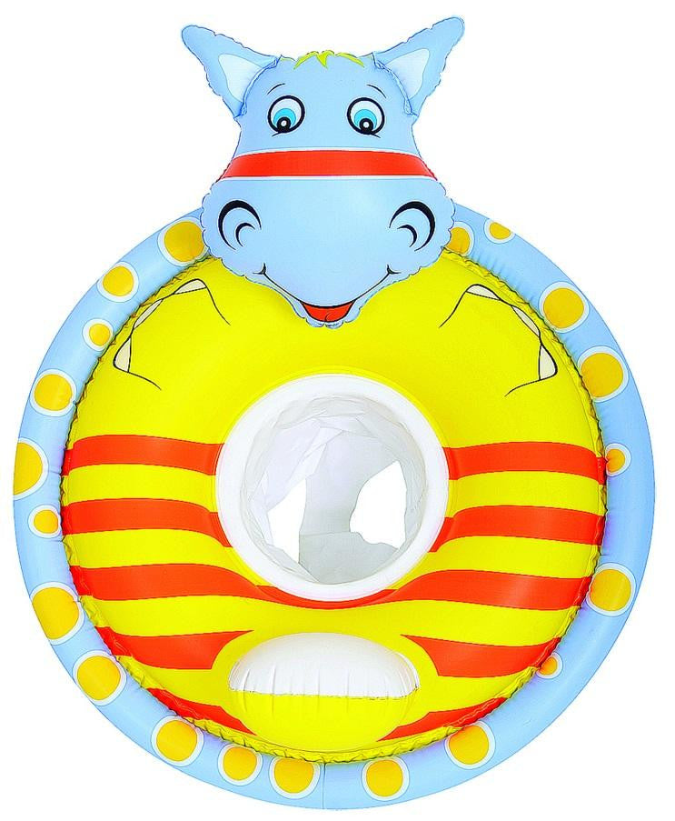 31.5" Gray and Yellow Hippo Children's Inflatable Swimming Pool Baby Seat Float