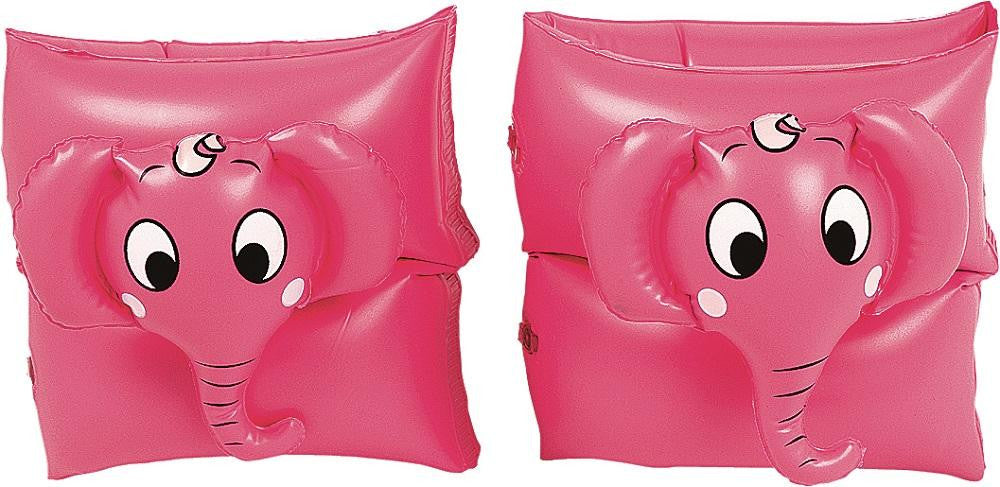 Set of 2 Pink Funny Elephant Inflatable Swimming Pool Arm Floats for Kids 3-6 Years