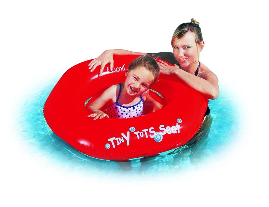 29" Blue and White Swirl on Red Children's Inflatable Swimming Pool Baby Seat Float