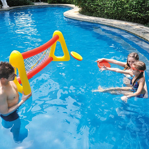 51" Red and Yellow Inflatable Swimming Pool Water Sports Frisbee Game Set