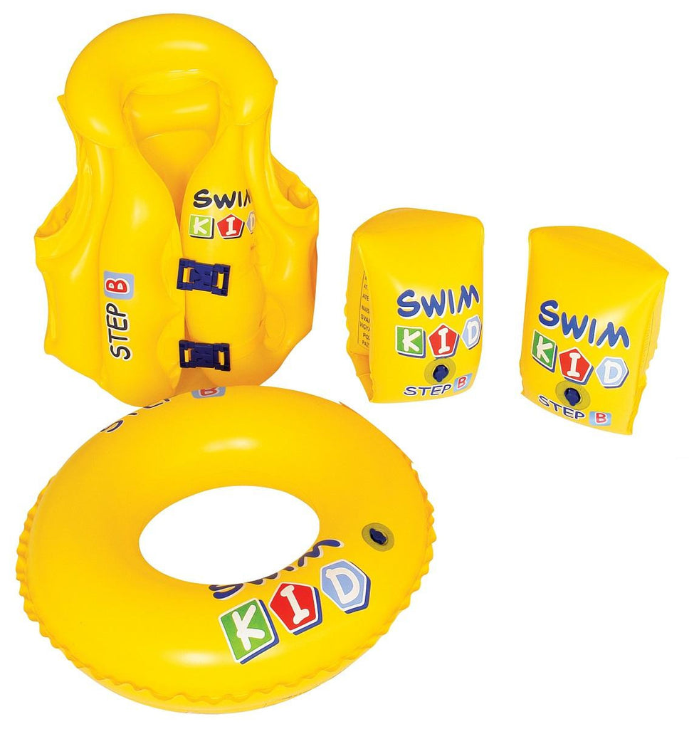 4-Piece Inflatable Yellow Swim Kid Children's Swimming Pool Float Learning Set