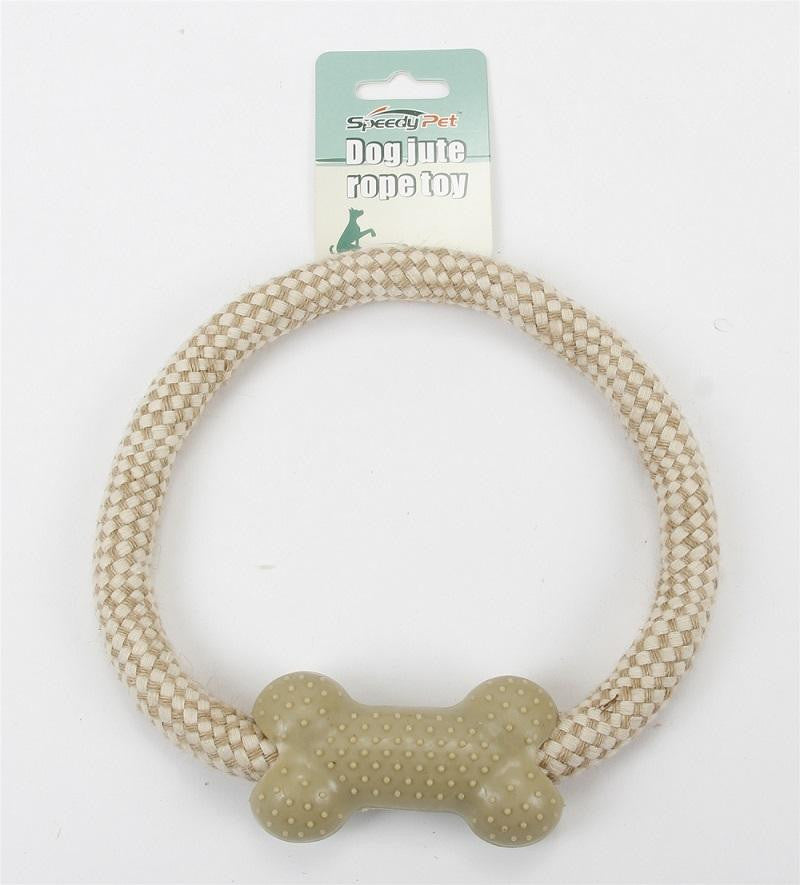 7.5" Eco-Friendly Beige Rope Ring Natural Jute Puppy Dog Tug Chew Toy