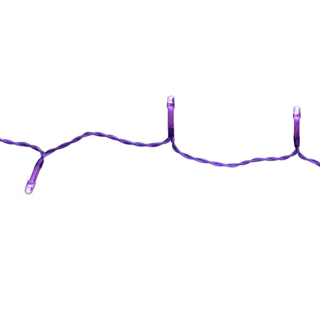 Set of 20 Battery Operated Purple LED Wide Angle Christmas Lights - Purple Wire