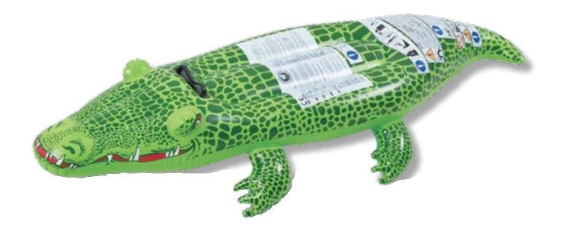 56" Spotted Green Crocodile Rider Inflatable Swimming Pool Float Toy with Handles