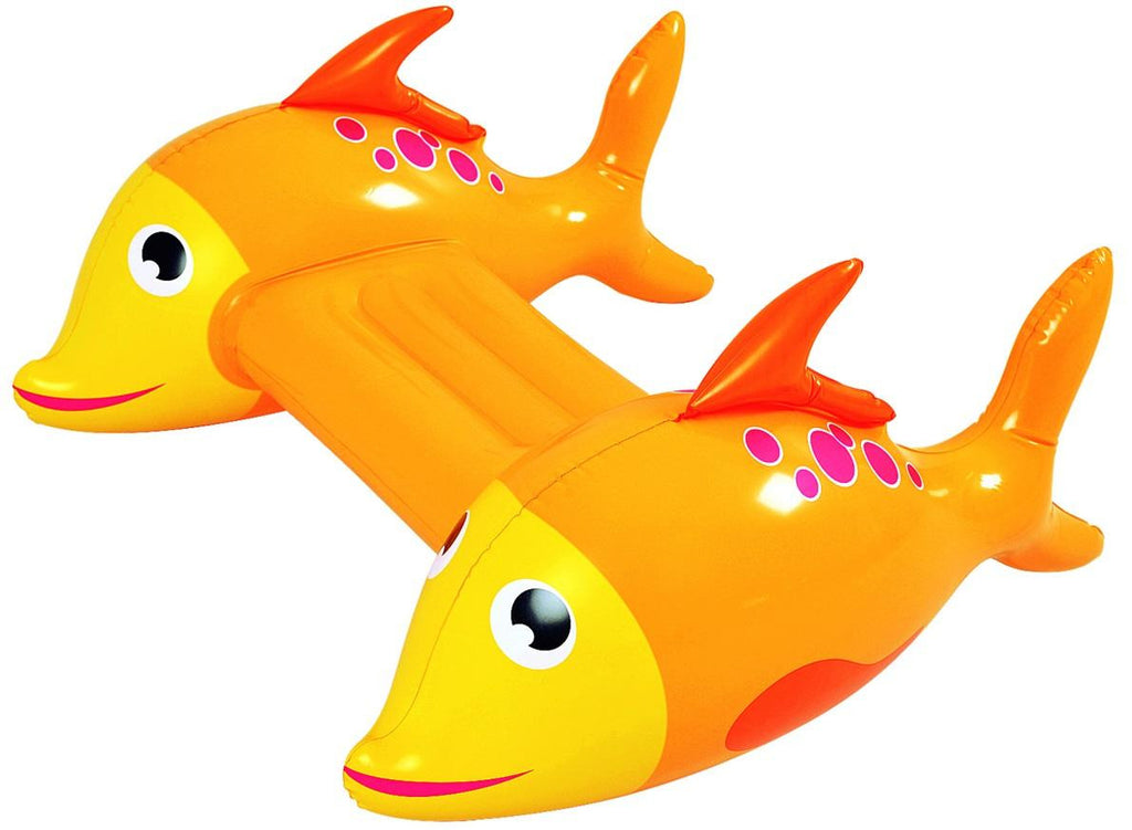 34.5" Yellow and Orange Dorado Fish Children's Inflatable Swimming Pool Kickboard