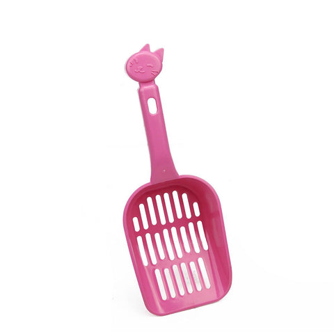 10" Pink Slotted Cat Litter Shovel Scoop with Cat Head Silhouette Handle