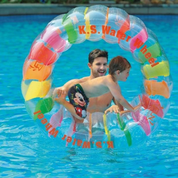 49" Multi-Colored Inflatable Kid-Ster Swimming Pool Water Wheel Float Toy