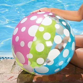 24" Blue, Green, White and Pink 6-Panel Polka Dot Inflatable Beach Ball Swimming Pool Toy