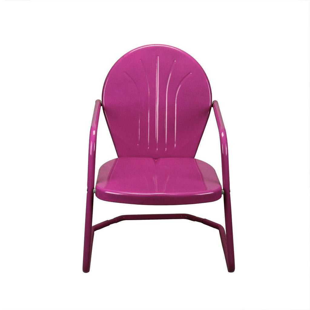 34" Berry Purple Retro Metal Outdoor Tulip Chair